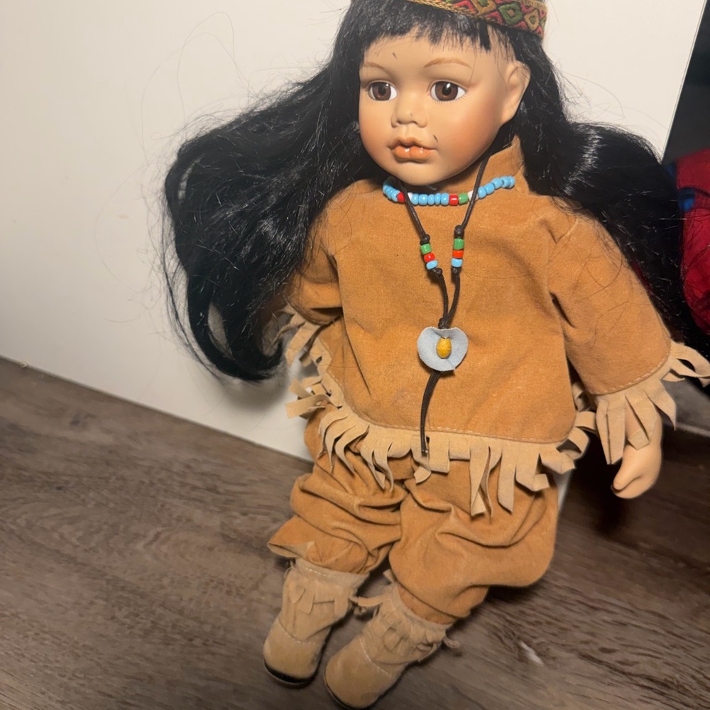 Native American-Inspired Doll with Black Hair